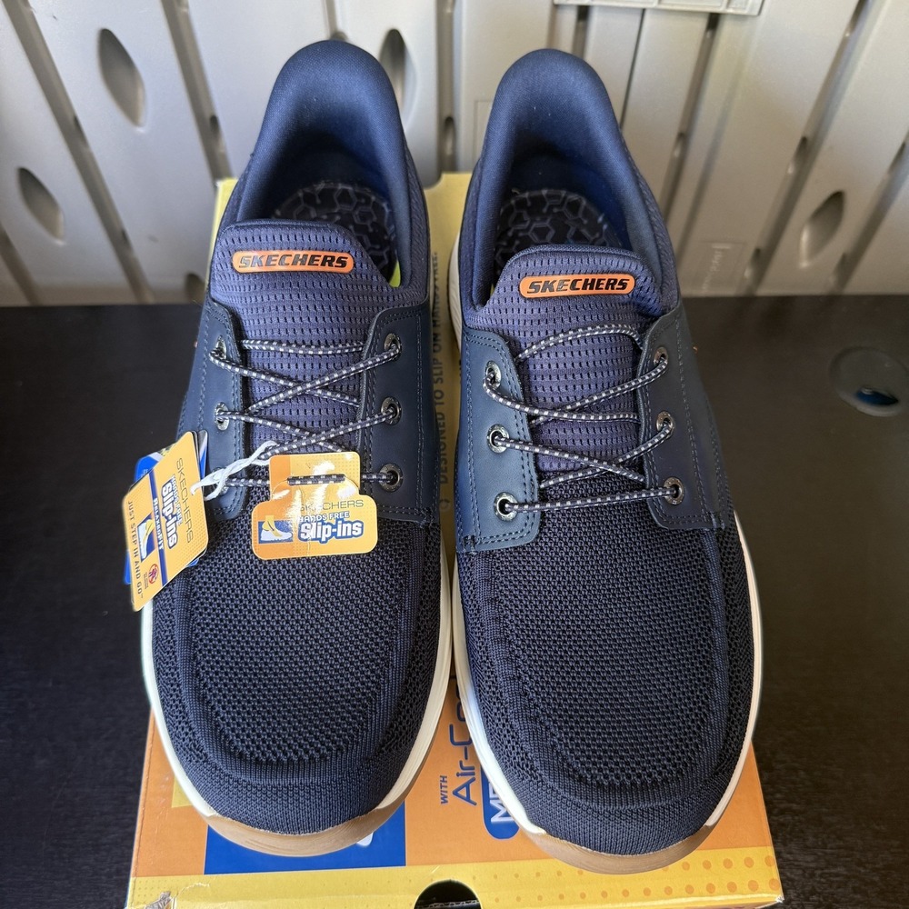 Skechers Shoes Mens 11.5 Navy Blue Meroe Alden Slip On Goodyear Soles 205467/NVY - Picture 4 of 9